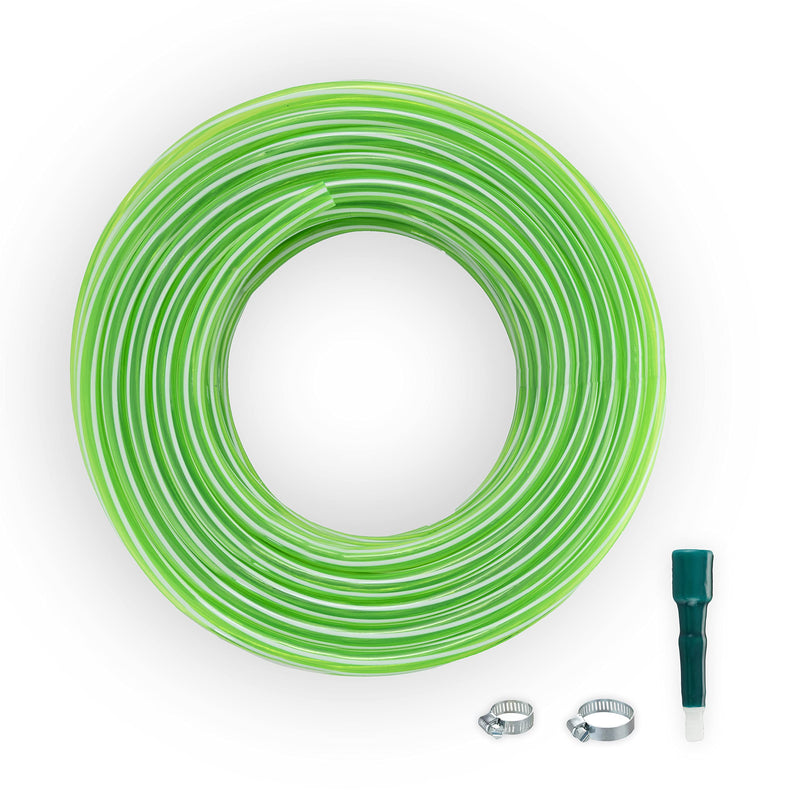 Garbnoire 5M 0.75Inch PVC Green Striped Pipe| Lightweight, Durable & Flexible| Accessories Hose Connector & Clamps| Watering Garden, Cleaning| Outdoor-Indoor Use (5 Meter (16.4 ft))