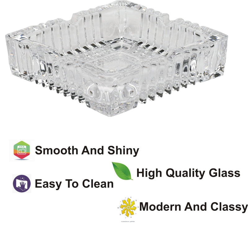 Cool Glass Ash Tray: Sleek Design for Ashes with Style 10.5 x 10.5 x 3.5 CM