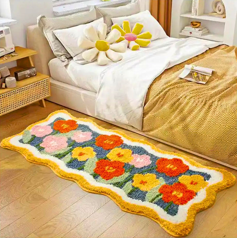 Roseate Lily Super Soft (50x120 cm) Microfibre 2000 GSM Anti Skid Runner for Bedroom/Carpets for Living Room/Kitchen Mats for Floor/Floor Mat/Bathroom Mat/Rug (Yellow) Pack of 1