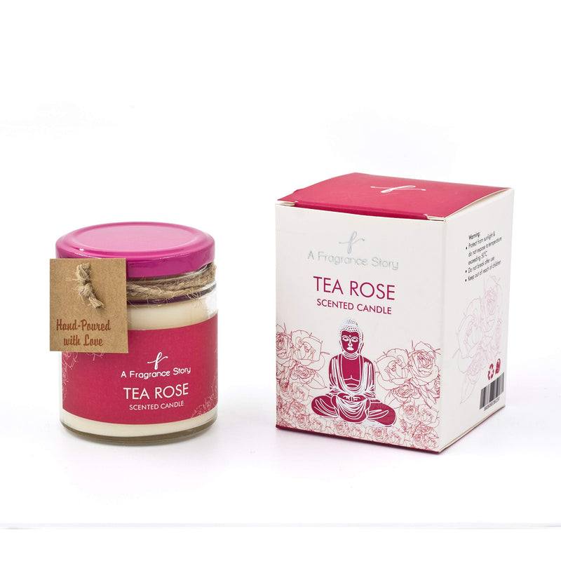 A Fragrance Story - Tea Rose Scented Candle, 100% Pure Beeswax, Aromatic Fragrance