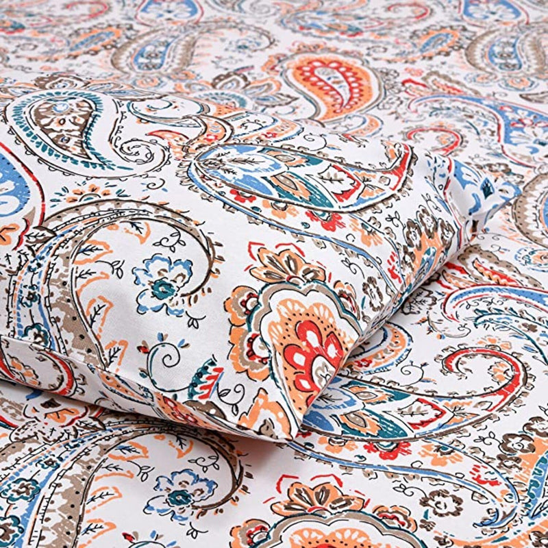 CottoNaps 100% Cotton Double Super King Size Bedsheet, 300TC Paisley Print, Hand Block Print, Block Printed Jaipuir Bedsheet, Super King Bed Bedsheets Rajasthani Jodhpuri Bed Sheet Multi, Pack of 1