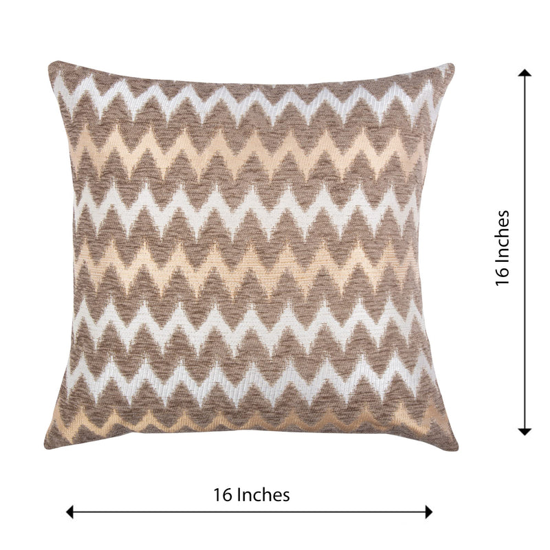 Cazimo Jacquard Chevron Design Cushion Covers 16*16 inches, Set of 5, (Beige)