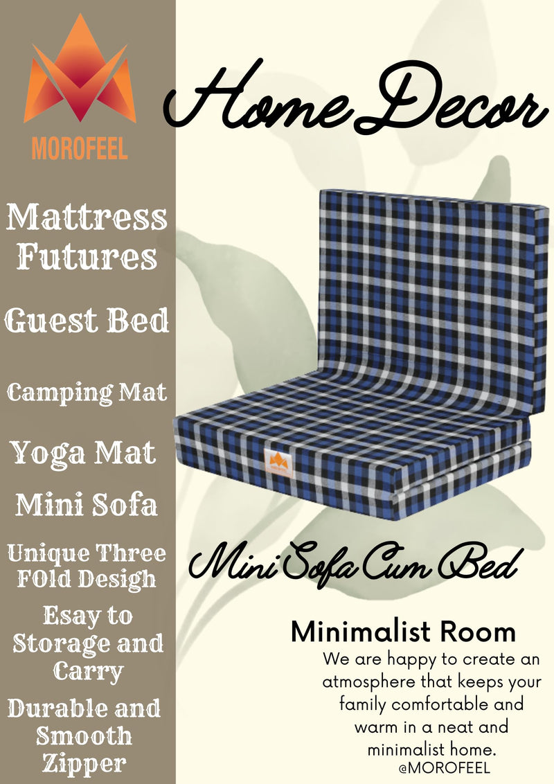 MOROFEEL 3 Inch Dual Comfort Reversible Foldable UHD Foam Single Bed Mattress 3 Fold Blue & White