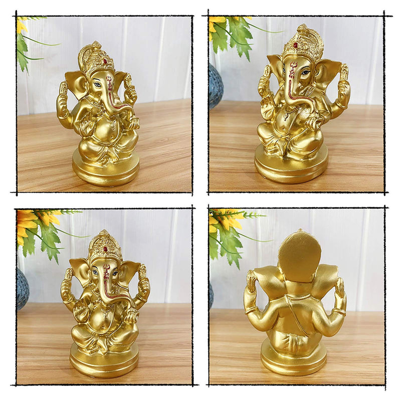 BangBangDa Hindu God Lord Ganesha Idol - Indian Ganesh Statue Sculpture India Murti Pooja Item Home Office Mandir Temple Puja Decor Yoga Zen Meditation Altar Shrine Kit Religious Gifts