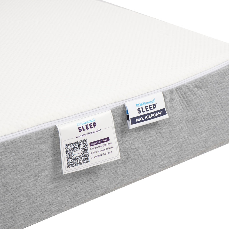 Nilkamal SLEEP Max ICEFOAM™ 10 Inch Triple Layer Orthopaedic Mattress, Ideal for Back and Neck Support with Soft Tencel Cover, King Size Luxury Mattress (78x70x10, Grey & White)