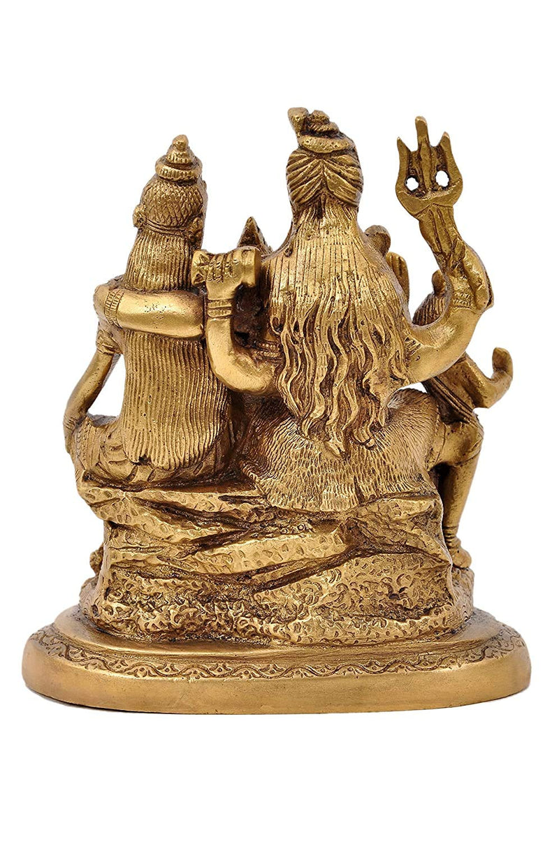 Virindavan Shopi Shiv Parivar in Gold Showpiece - 13 cm (Brass, Gold)