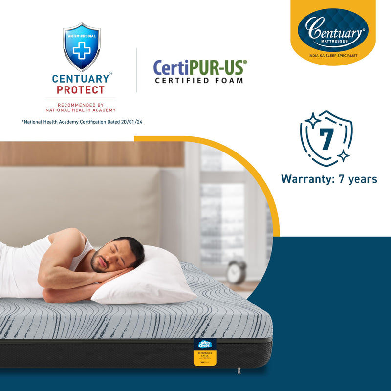 Centuary Mattresses Sleepables 6-Inch Latex Mattress|100% Natural Latex&CertiPUR HiRez Foam|Enhanced Airflow & Breathability|Anti-Sag Technology, Medium Soft Orthopedic Back Support|Single, 78x36x6 IN