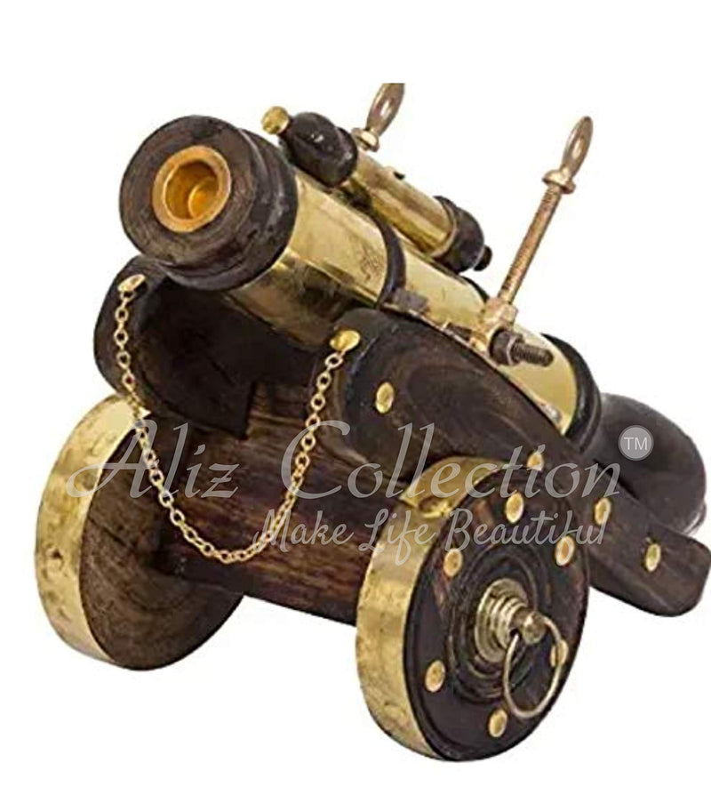 Aliz Collection Wooden Cannon Showpiece 15"