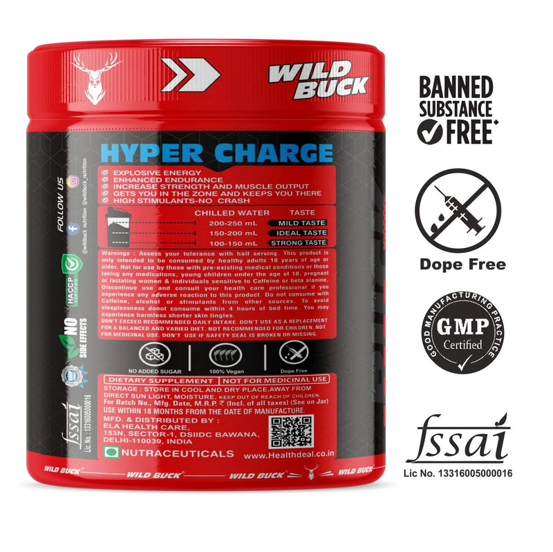 WILD BUCK Wild Pre-X4 Hardcore Pre-Workout Supplement Powder with Creatine Monohydrate, Arginine AAKG, Beta-Alanine, Explosive Muscle Pump, Caffeinated -For Men,Women [40 Servings, Watermelon Twist]