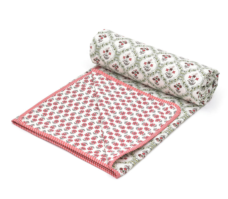 Renown Pure Cotton Soft Reversible Printed Lightweight AC Blanket | Cotton Dohar (REN18, Double)