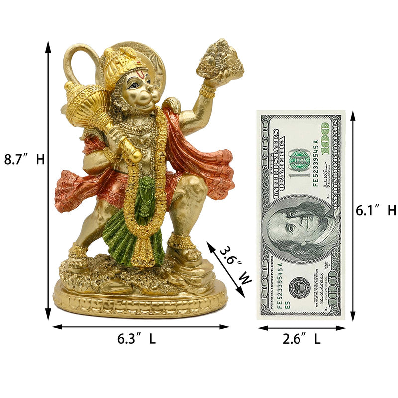 alikiki Hindu God Flying Hanuman Statue - India Idol Murti Pooja Sculpture Home Temple Mandir Pooja Decor Yoga Meditation Room Altar Puja Item Spirtitual Gifts