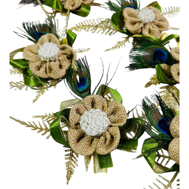 WS Wrap Shap Rustic Jute Flower and Mor Pankh Artificial Flower Bunch for Festive Decor and Gift Embellishment (12)