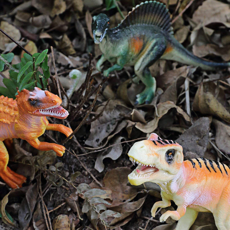 OANGO Pack of 18 Small Medium Large Sized Wild Animal Dinosaur Rubber Play Toy for Kids Baby 2 3 4 5 Year Old, Non-Toxic (Dinosaur Toy)