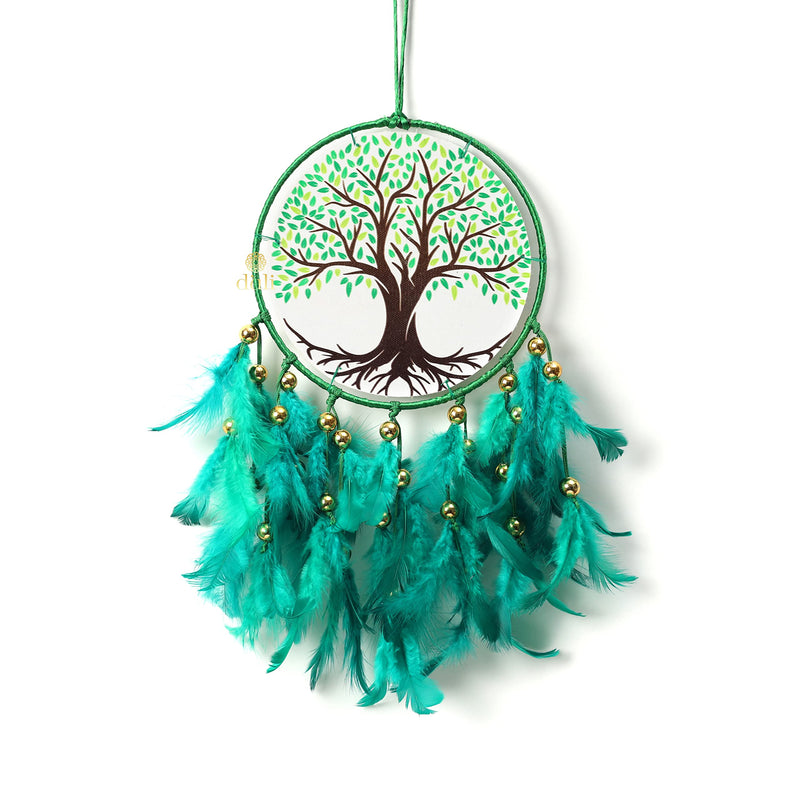 DULI Dream Catcher Handmade Tree of Life Canvas Dreamcatcher for Bedrooms Office Balcony Outdoors Garden Car Hanging, 49cm, Dreamkacher (CanvasTreeofLifeMediumDC-Green)