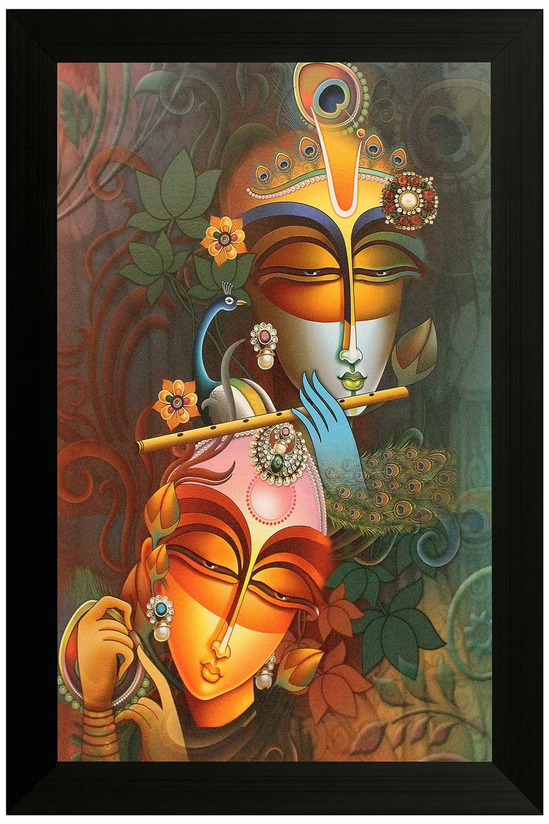 SAF Special Effect Textured Radhey Krishna Ji Painting (SANFO129, 30 cm x 3 cm x 45 cm) SANFO129