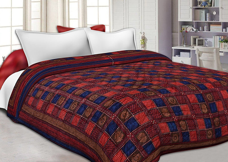 Blanket House Jaipuri Printed Cotton Double Bed Winter AC Quilt - (King Size, Multicolour)