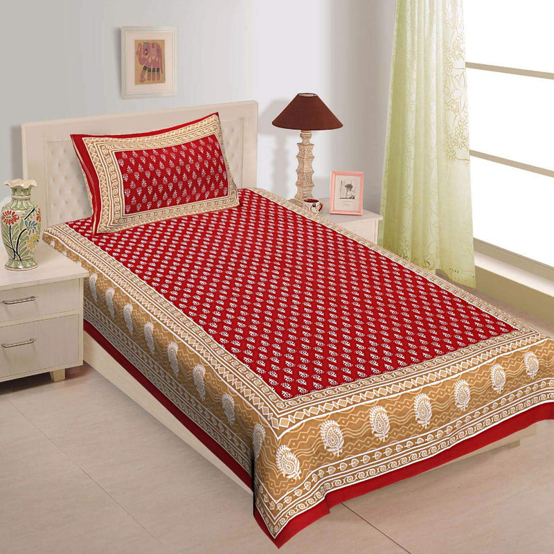 Lakshita Enterprises 100% Cotton 144TC Single Bedsheet(Size-60 X 90) with 1 Pillow Cover(Size-18 X 28)