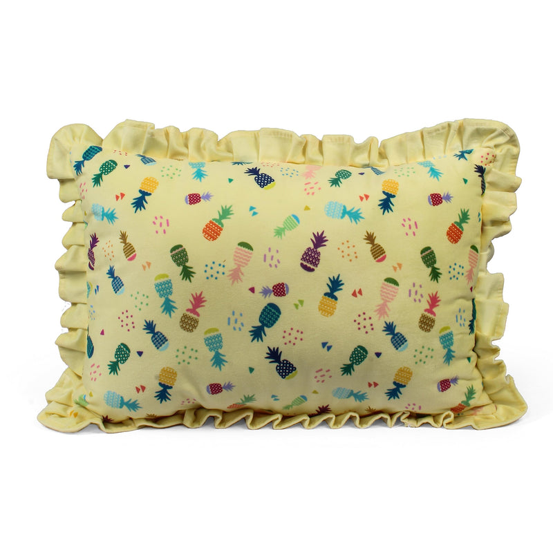 STITCHNEST Pineapple Paradise Frill Printed Cushion (12 X 18 Inches)