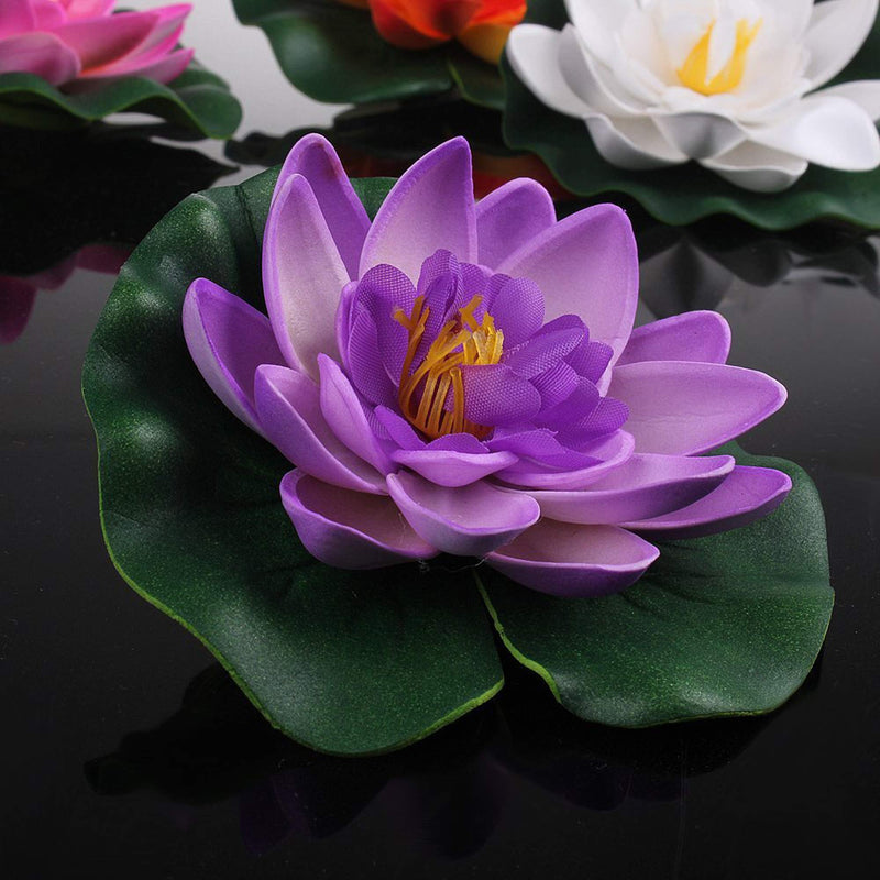 TIED RIBBONS 16 Pcs Artificial Floating Lotus Floating Flowers with Rubber Leaf - (Multi) Artificial Flowers for Water Decoration Urli Aquarium Fountain Home Decor Office Pooja Room Wedding Birthday