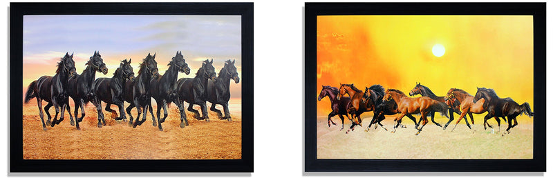 SAF Special Effect Seven Horses UV Print Painting (SANFO281, 20 cm x 3 cm x 30 cm) SANFO281