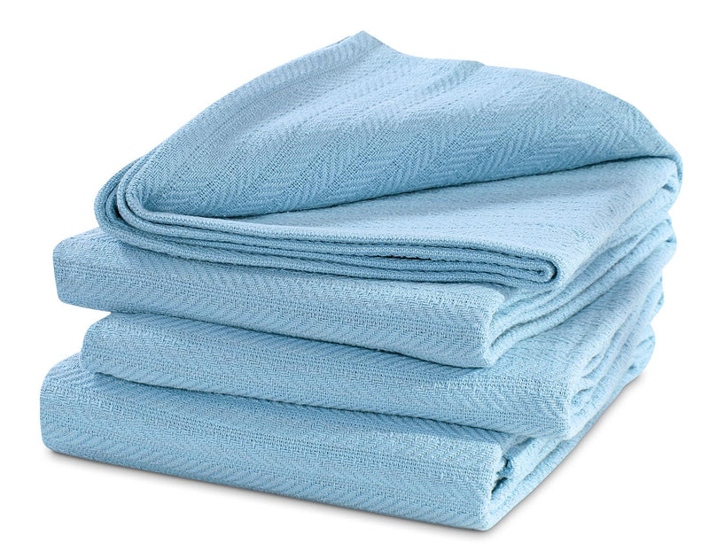 KOSTORICA Geometric Stripe Weave Soft & Cozy Cotton Thermal Queen Standard Size Blanket for Bedding and All Season (Sky Blue - 90x90 Inches, Pack of 1 Pc)