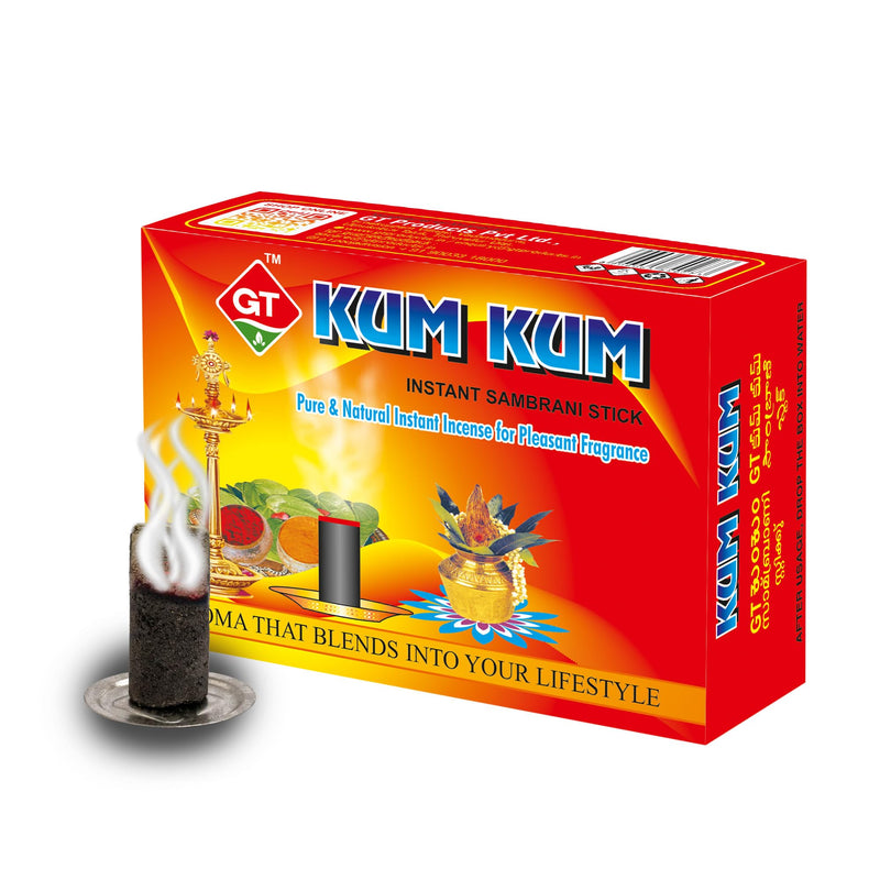 GT KumKum Natural Fragrance Sambrani Sticks Pack of 6(24 Stick per Pack)/Sambrani Dhoopam for Puja, Home, Meditation, Aromatic and Therapeutic Fragrance for Home