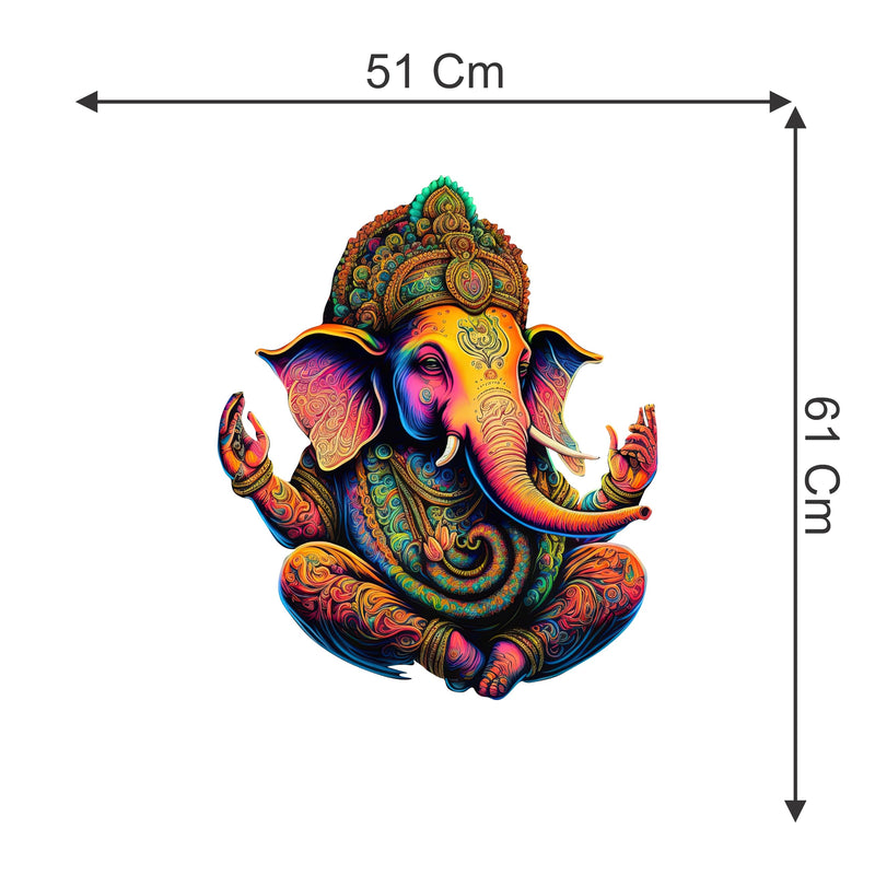 CreativeEdge PVC Vinyl Wall Sticker 3D Lord Ganesha Sitting Multicolor (61 cm x 51 cm)