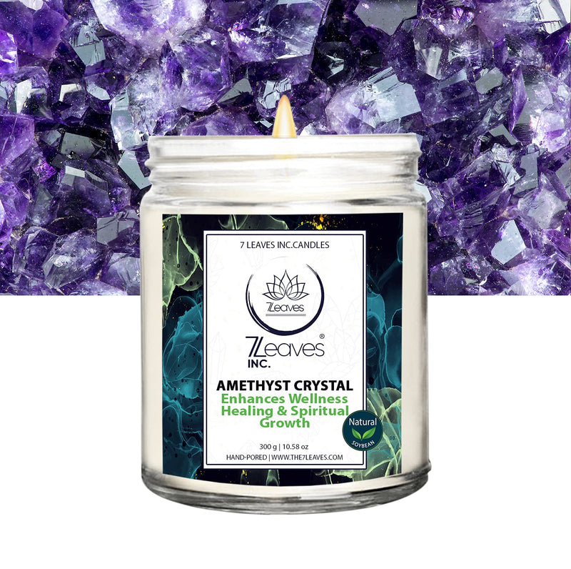 7LEAVES INC Amethyst Crystal Candle