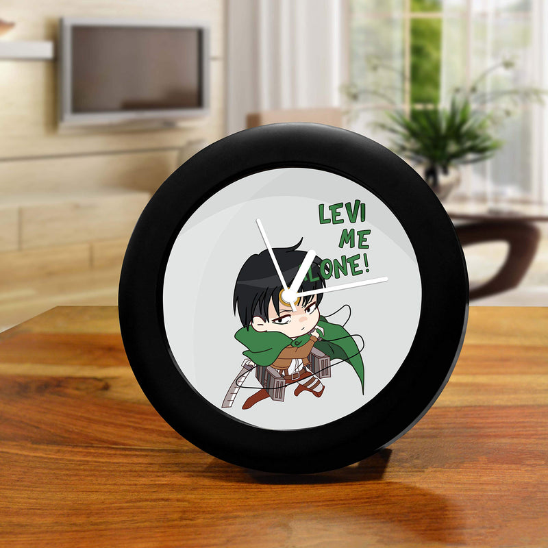 MCSID RAZZ- Anime- Levi Me Alone Design Table Clock Desk Clock for Home and Office | Anime Merchandise India