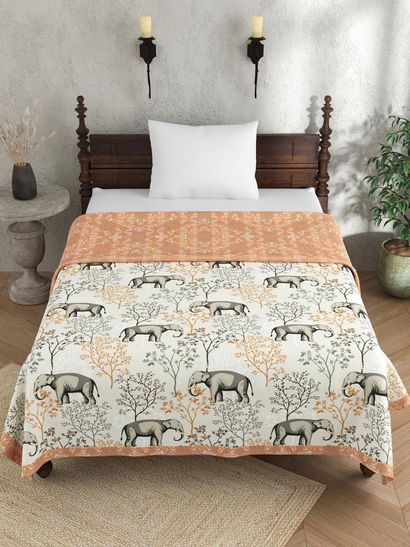 EVER HOME Digital Print Reversible AC Dohar Single Bed Cotton for Summer 120 GSM, Mild Winter Blanket, Grey & Brown 59 x 88 inches