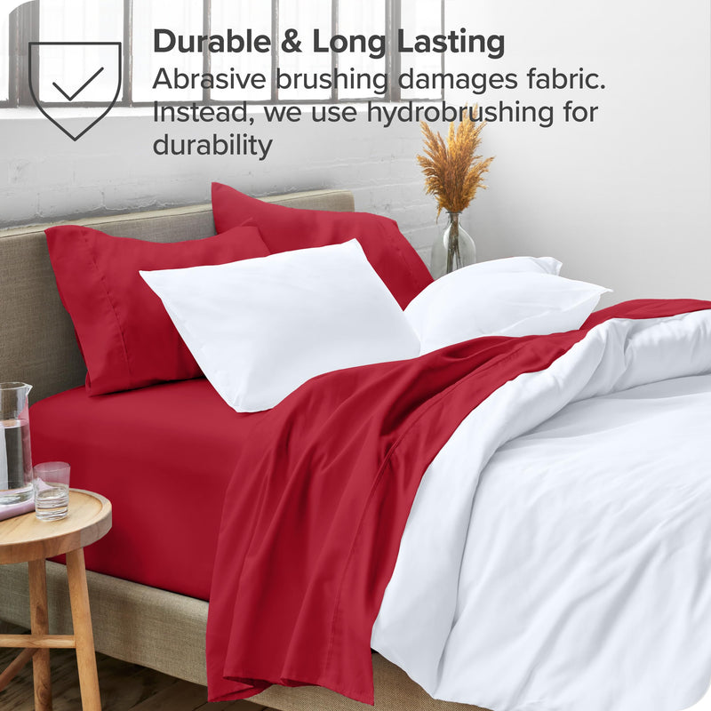 Bare Home Full Sheet Set - Luxury 1800 Ultra-Soft Microfiber Full Bed Sheets - Double Brushed - Deep Pockets - Easy Fit - 4 Piece Set - Bedding Sheets & Pillowcases (Full, Red)