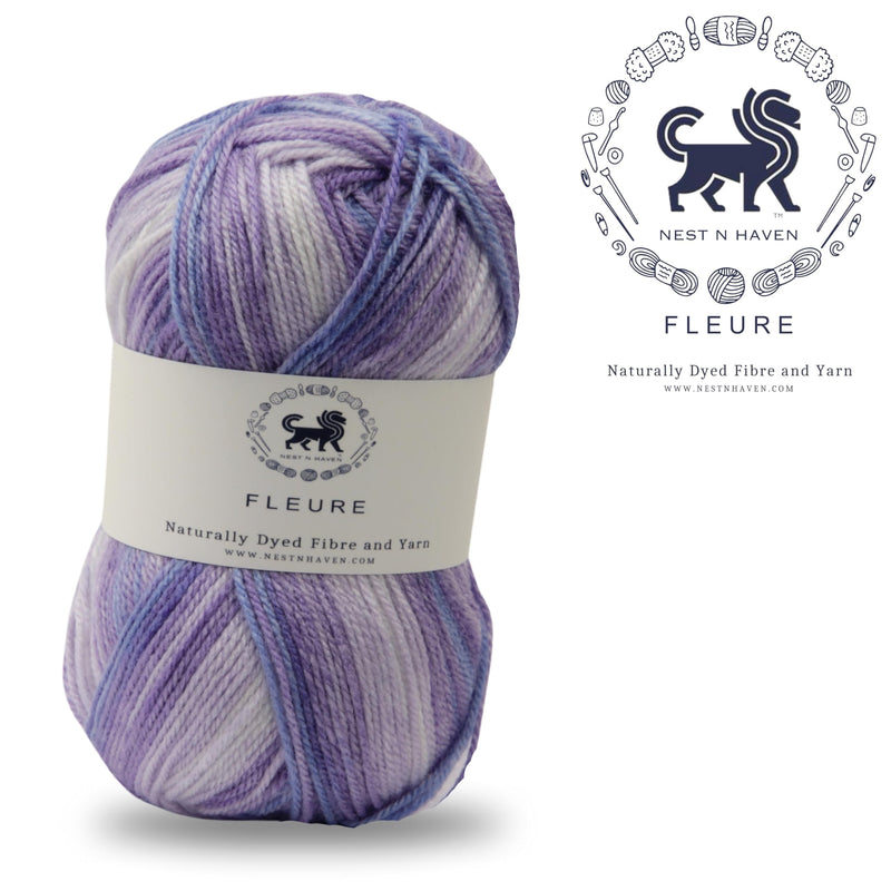 Nestnhaven Acrowools Fleure Hand Knitting and Crochet Yarn. Pack of 1 Ball - 100gms. Shade no - NNHF009, Purple , white