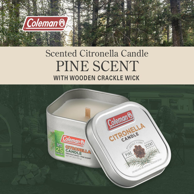 Coleman Pine Scented Citronella Candle, Crackle Wick