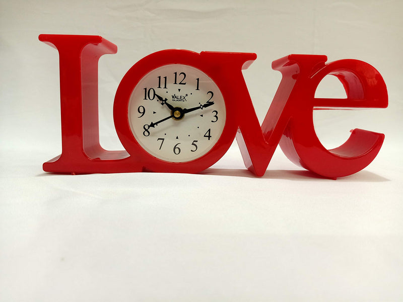 Sri Sainath Enterprises Love Table Clock / RED Colour Table Clock / Size:- 4IN Height, 10IN Width.