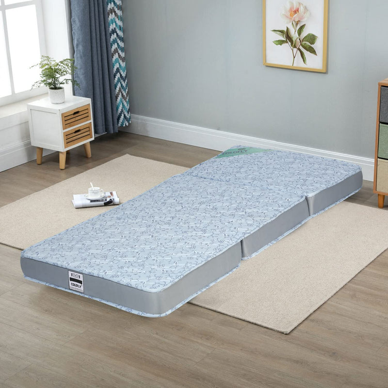 COLOFLY 4 inch Soft Bounce Single High Density PU Foam Foldable Mattress (72x35x4) (Blue)