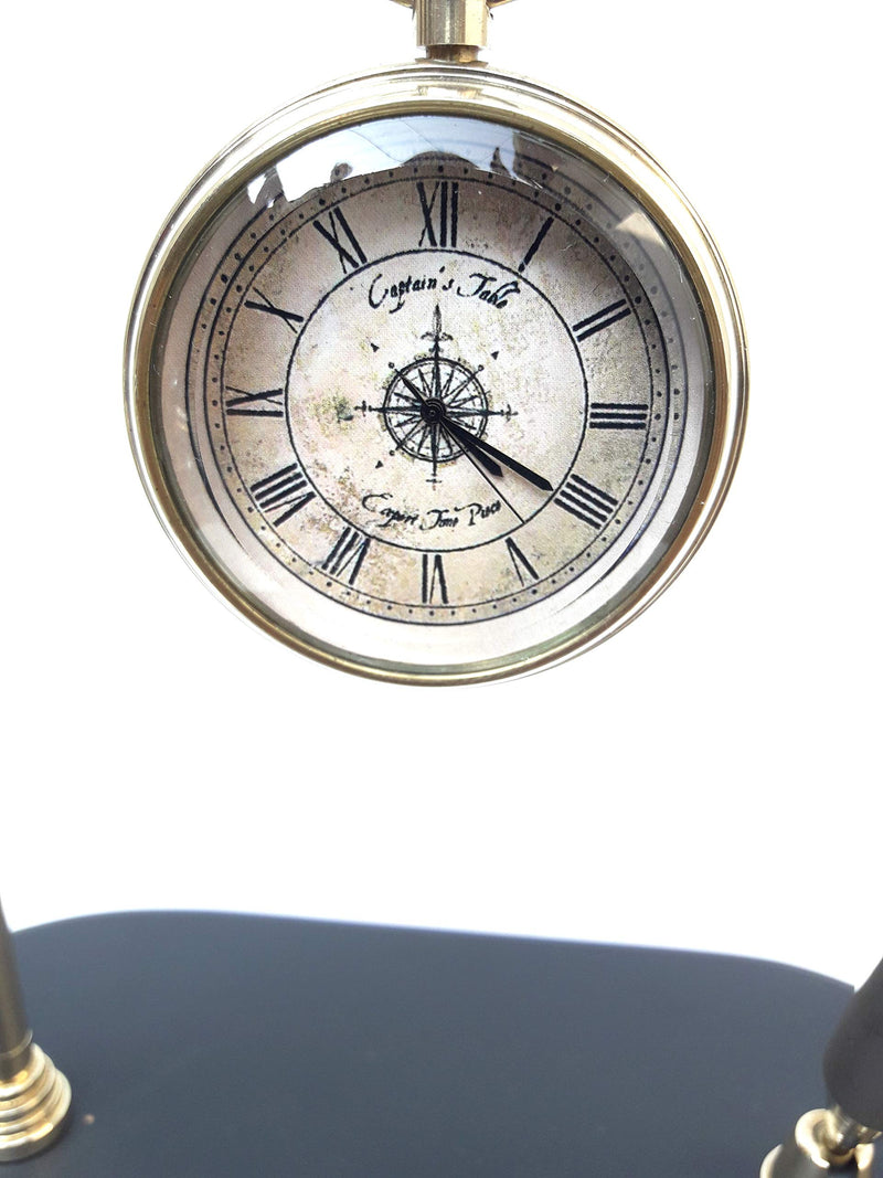 KV Collection Beautiful Table Clock with Pen Holder & Wooden Base. Exclusive Gifting idea.