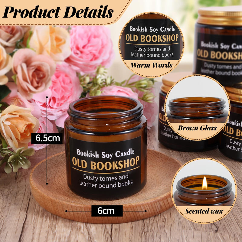 6 PCS Book Lover Gifts for Women Bookish Gifts for Women Old Bookshop Candle Gifts Bulk Book Lovers Soy Candle Gifts Thank You Gifts Librarian Reading