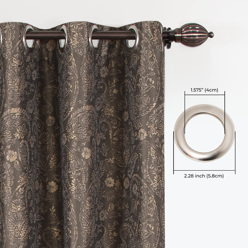 Deco Window Set of 2 Semi-Blackout Curtains for Windows 5 Feet Paisley Room Darkening Thermal Insulated Soft Touch Polyester Privacy Panels with Stainless Steel Grommets (Fossil)