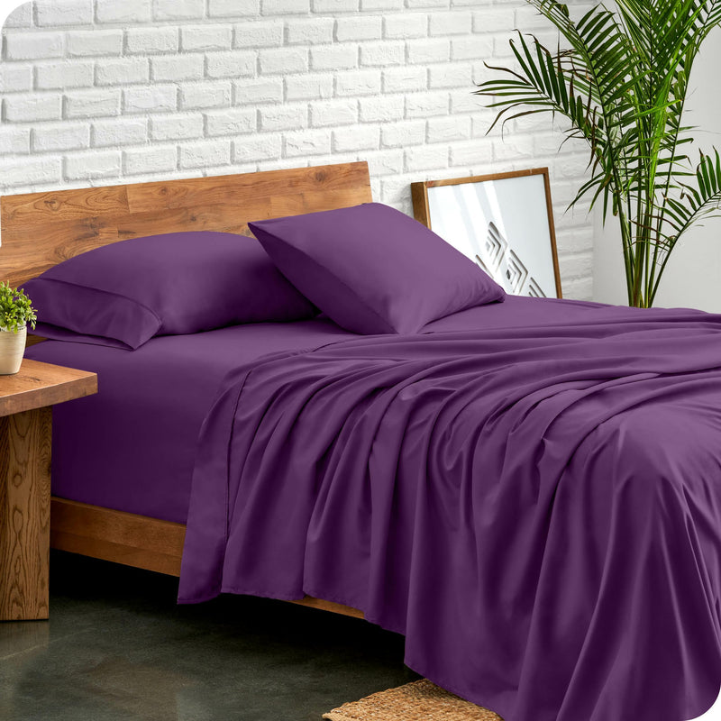 Queen , Plum : Premium 1800 Ultra-Soft Microfiber Collection Queen Sheet Set, Hypoallergenic, Easy Care, Wrinkle Resistant, Deep Pocket (Queen, Plum)