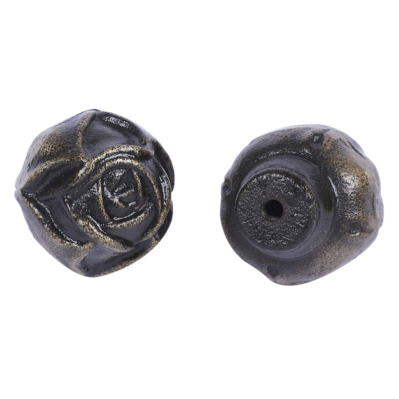 Two Moustaches Handcrafted Rose Bud Flower Design Drawer Pull, Attractive Wardrobe Cabinet Knobs for Home Office Kitchen(Antique Brass)(Pack of 6)