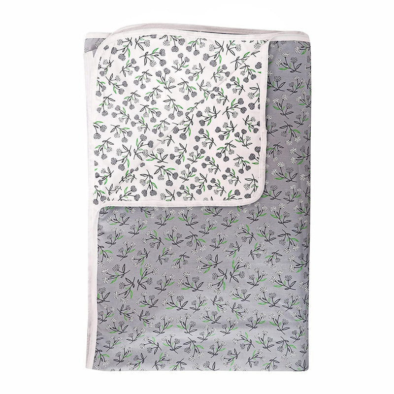 SNOWGREEN EXPORT Pure Cotton Reversible Ac Dohar Double Bed Size| AC Blanket Summer Specail |Dohar|Quilt|Summer Dohar | Soft Light-Weight Bed Blanket - Grey & White Floral Print