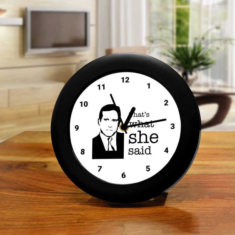 Epic Stuff - The Office - That's What she Said - Michael Scott Design Round Table Clock (with Numbering) - Best Gifts for The Office Fans/Best Accessory for Home and Office Decor