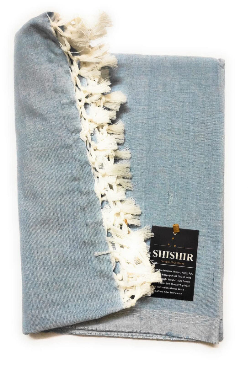 SHISHIR Organic Bhagalpuri Pure Thin Layer Cotton Blanket Lightweight Breathable Super Soft (Famous Bhagalpuri Chadar Most Popular in Coastal States) Single Size