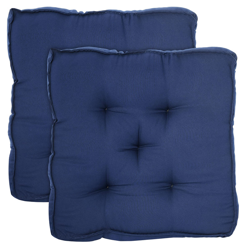 Kuber Industries Microfiber Square Chair Pad Seat Cushion for Car Pad, Office Chair, Indoor/Outdoor, Dining Living Room, Kitchen-Pack of 2, 18 * 18 Inch (Navy Blue), Standard (HS_37_KUBMART020898)