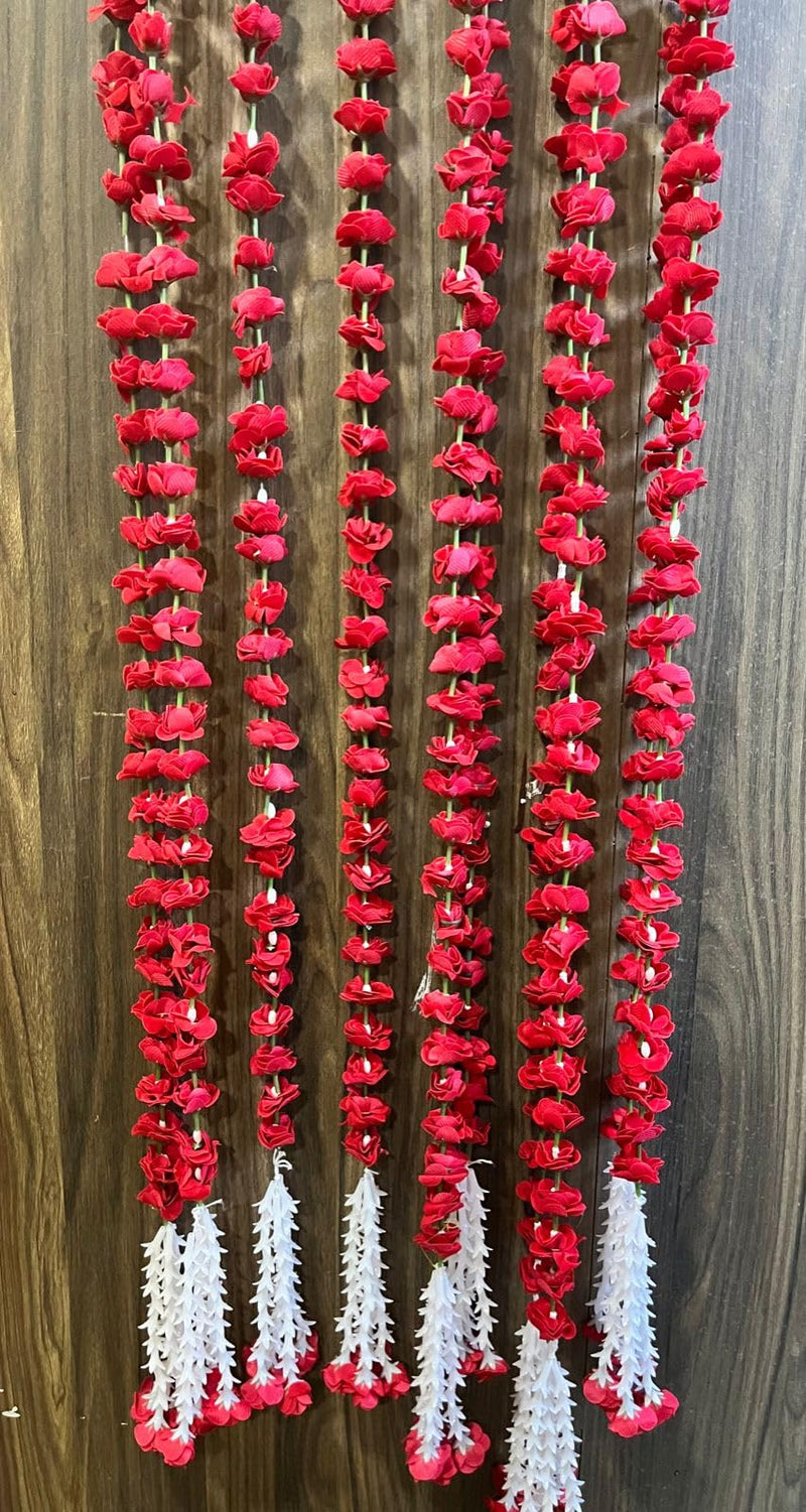 Sellplus Artificial Red Ross (Gulab), 53 Flowers in Each String/Ladi & 155 Cm/ 5 Ft Long, Garland for Decoration Festival and Home/Office Inauguration Pack of 4 (20)