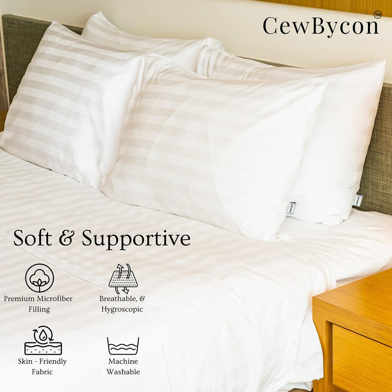 cewbycon Bed Pillows for Sleeping Cozy Dream Series Hotel Quality Pillows Premium Plush Fiber, Breathable Cooling Cover Skin-Friendly (27x17) (Standard, 2)