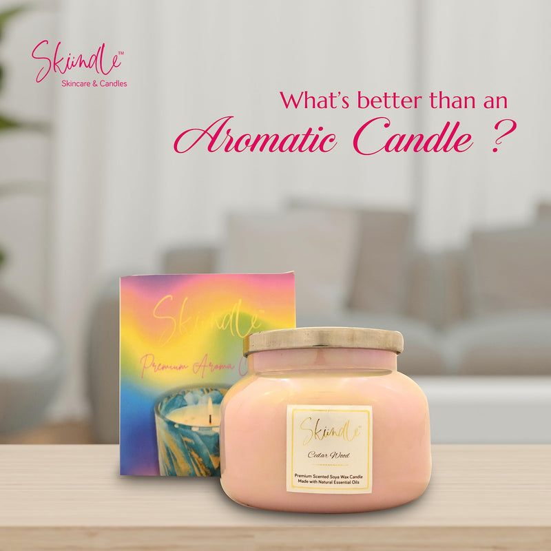 Cedar Wood Candle - Infused with The Earthy, Woody Scent of Cedar - 100% Natural Soy Wax, Long-Lasting Scent, Aromatherapy - Perfect for Home, Spa, and Meditation - Pink