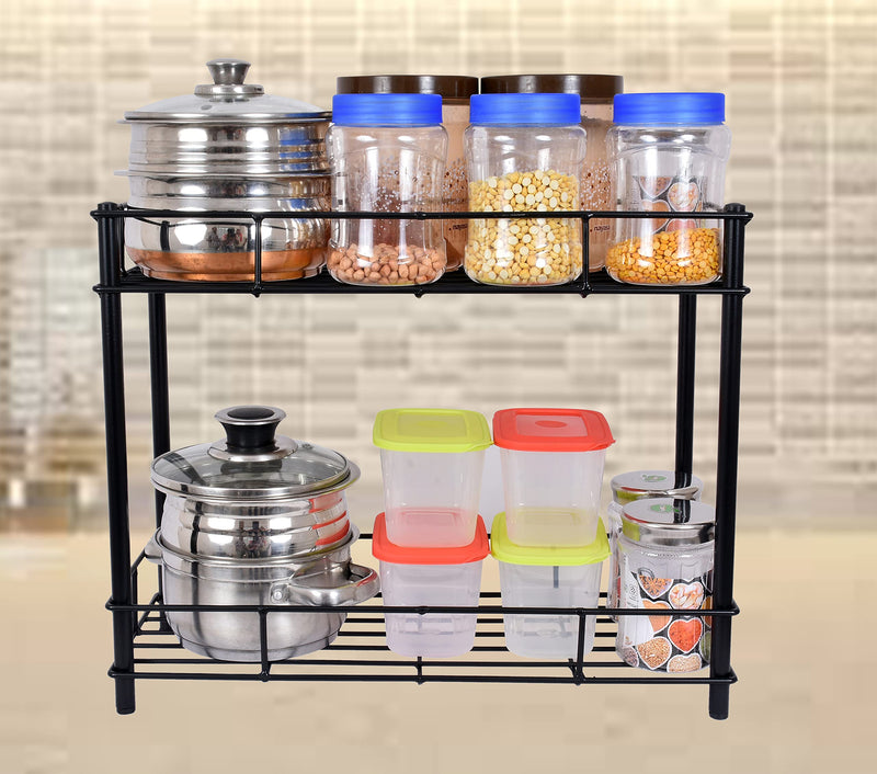 D&V ENGINEERING - Creative in innovation Metal 3-Tier Corner Shelf Multipurpose Kitchen Wall Mount Storage Shelf Rack (2 Tier), Metal