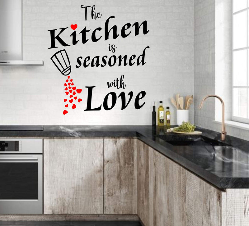 Sticker Hub The Kitchen is Seasoned with Love Decorative Kitchen Wall Sticker