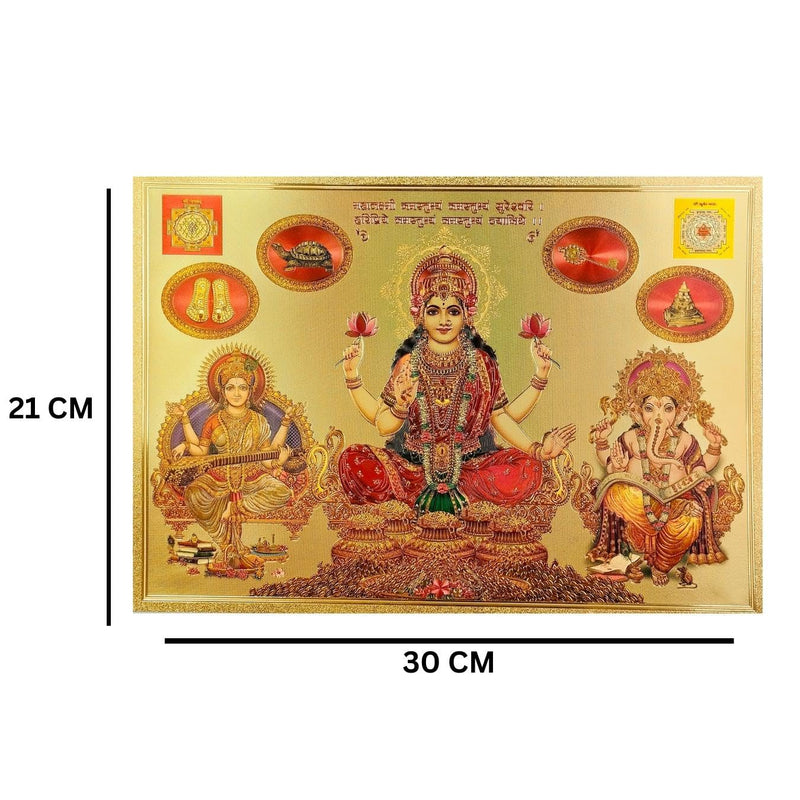 ANNACREATIONS Laxmi Sarsvati & Ganesh Wall Sticker Vinyl for Pooja Room Office Just Peel & Stick Size 30 X 21 cm Pack of 1